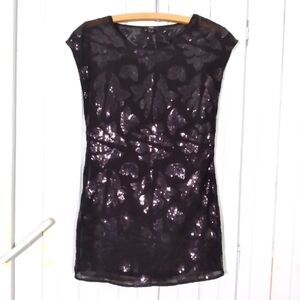mexx metropolitan sequin sheer lined mini dress